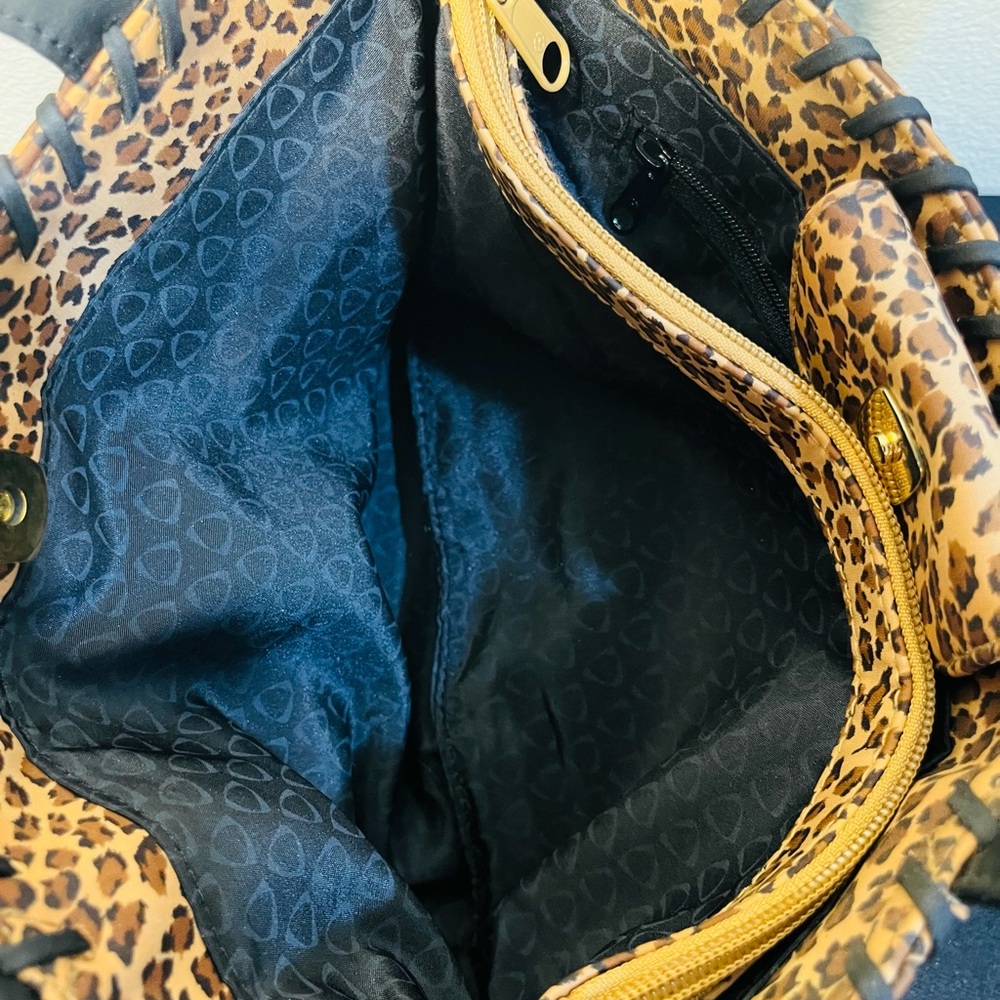 Vintage Liz Claiborne Leopard Animal Print Shoulder Bag Purse Whipstitch NWT - Picture 9 of 12